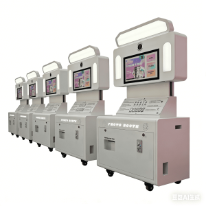 automatic selfie photobooth vending machine with lifting up/down style photo booth